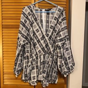 Fabulous Five  Ashley Stewart plaid criss cross peplum blouse 24